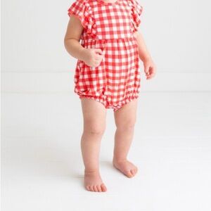 Posh Peanut Red Gingham Baby Romper 3-6 mos